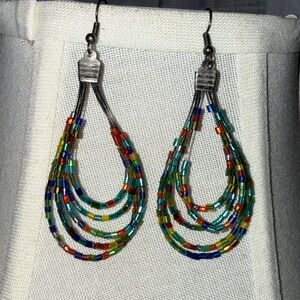 Multicolor Beaded Teardrop Earrings